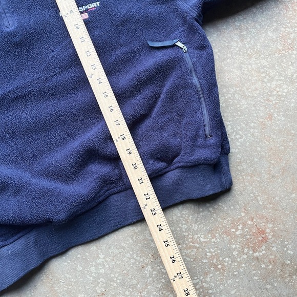 Vintage Polo Sport Ralph Lauren Navy Blue 1/4 Zip Fleece Pullover Mens M - Picture 6 of 7